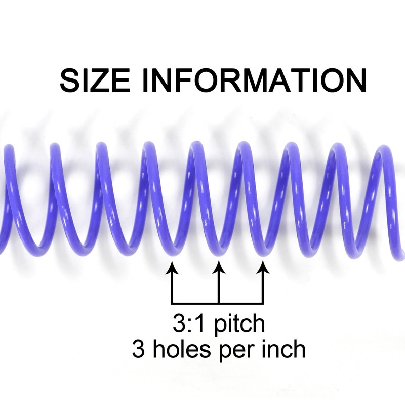 RAYSON Plastic Spiral Binding Coils, 50 Sheets, 3:1 Pitch, 9.5mm,