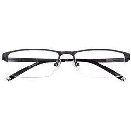 Glasses Titanium Alloy Half-Frame Glasses -5.75 Men Women Black