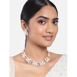 Aheli Pearl Jewellery Sets Gift for Women African Beads Gold Wedding Crystal Necklace