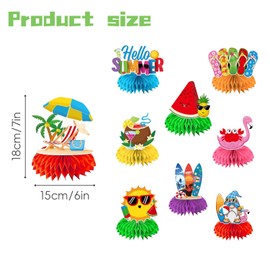 Feliciay Pack of 9 Hawaii Table Decoration, Hawaii Honeycomb Party Decoration, Summer Flamingo Decoration, Birthday Party, Summer Pool Party for Tiki Table Decoration, Summer Tropical Aloha Birthday