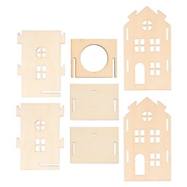 Ideen mit Herz Decorative Wooden House | Natural | Miniature Houses to Stick Together | for LED Tea Light | Hanging | 7 cm x 6.1 cm x 11 cm