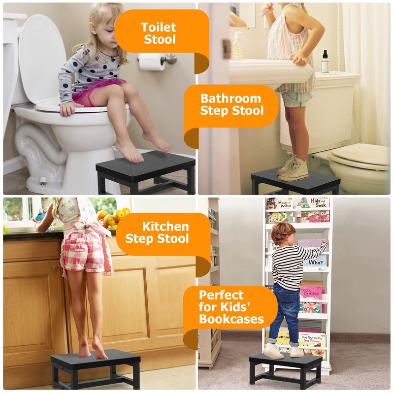 Step Stools for Adults Kids with Non-Slip Rubber Feet, Heavy