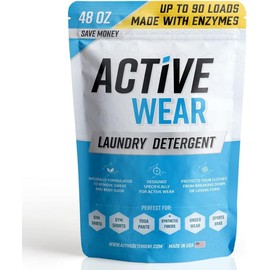 New Active Wear Laundry Detergent & Soak - Formulated for Sweat and Workout Clothes - Natural Performance Concentrate Enzyme Booster Deodorizer - Powder Wash for Activewear Gym Apparel (90 Loads)…