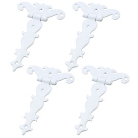 MY MIRONEY 4.45" x 2.72" Tee Hinge Zinc Alloy White Decorative T-Strap Hinges Door Hinges with Screws Pack of 4