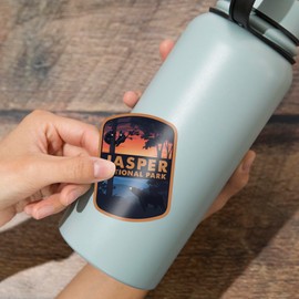 Die Cut Sticker Jasper National Park, Wander More Collection, Bear Family at Sunset, Contour Vinyl Sticker 3 to 6 inches, (Waterproof Decal for Cars, Water Bottles, Laptops, Coolers), Large