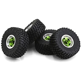 4pcs Remote Control Tires 57mm with 7mm Wheel Hex Beadlock Wheel Rim Rubber Tire Set Replacement for Axial SCX24 AX24 TRX4M FCX24 1/18 1/24 Car