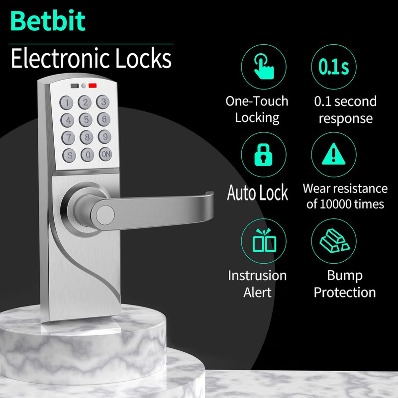 Pionevox Keyless Entry Keypad Door Lock with Handle-Digital Smartcode for