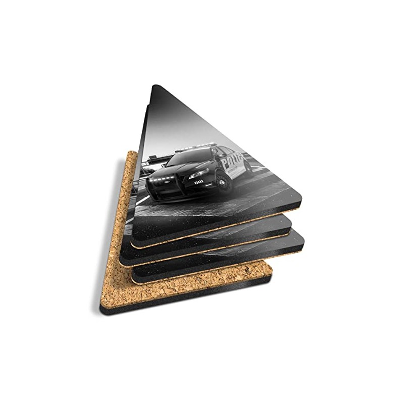 4 x Triangle Coasters - BW - Amazing City Police