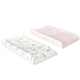 Lush Decor Baby Pixie Fox Geo Soft & Plush Changing Pad Cover, 2 Pack, Multi, 16" W x 32" L + 5" Pocket - Changing Table Pad Cover - Floral Fox Pattern - Woodland Nursery Decor - Baby Shower Presents