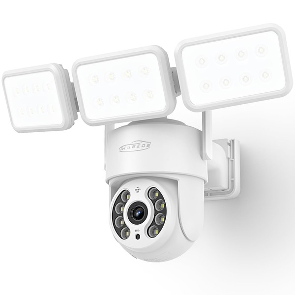 MAEZOE Floodlight Camera Wired - Outdoor Smart Security Cameras, 360°