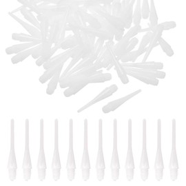 LQIOACU Pack of 60 White Plastic Dart Tips, Soft Dart Tips, Plastic Tips, Short E Dart Tips, 2BA Thread, White