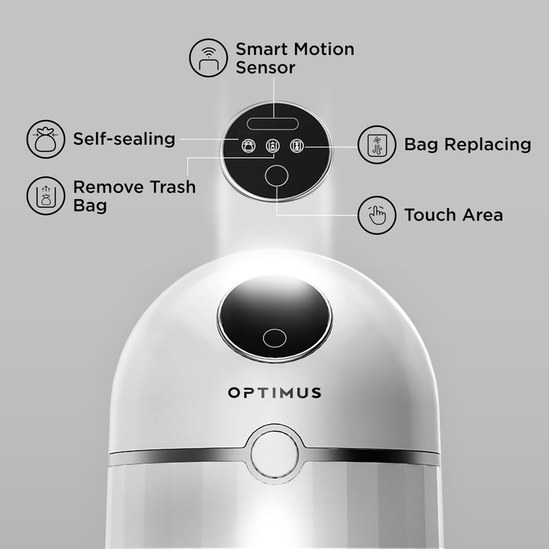 OPTIMUS TECHNOLOGY Automatic Touchless Trash Can with Motion Sensor, 6