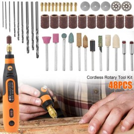 48pcs 3.6V Mini Cordless Rotary Tool Kit 3 Variable Speeds w/46pcs Accessories