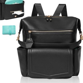 MOMINSIDE Diaper Bag Backpack, Convertible Hobo, Large Baby Bag with 14 Pockets, 6 Bottle Pouches, Wipes Pouch, Insulated Pockets (Black)