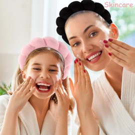 Chanaco Spa Headband Skincare Headband Makeup Headband Face Wash Headband Black Sponge Hair Band Pink Headband for Washing Face Teen Girl Gifts Trendy Stuff Hair Accessories for Women