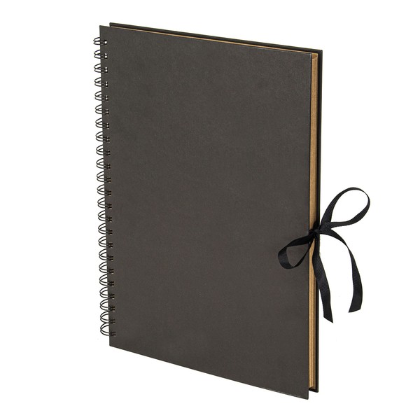Clay Roberts A4 Kraft Ribbon Scrapbook, Black, 80 Pages (40