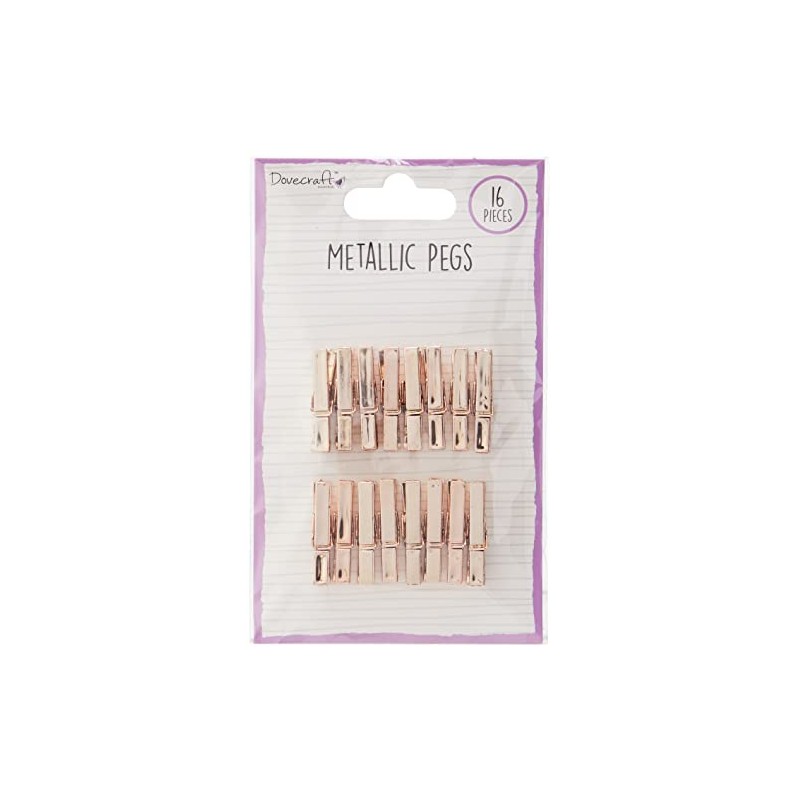 Dovecraft Essentials Metallic Pegs-Rose Gold, Multi Colour, 1