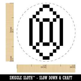 Pixel Gem Diamond Emerald Rupee RPG Game Self-Inking Rubber Stamp Ink Stamper for Stamping Crafting Planners - 1/2 Inch Mini - Yellow Ink