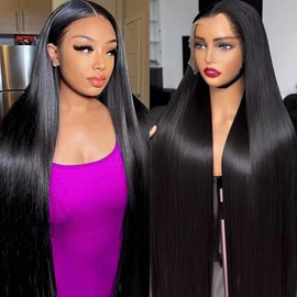 Zlzlblbl 30inch 13x6 Lace Front Wigs Human Hair Pre Plucked Straight Hd Lace Frontal Wigs Human Hair Natural Color Glueless Human Hair Lace Front Wigs for Women