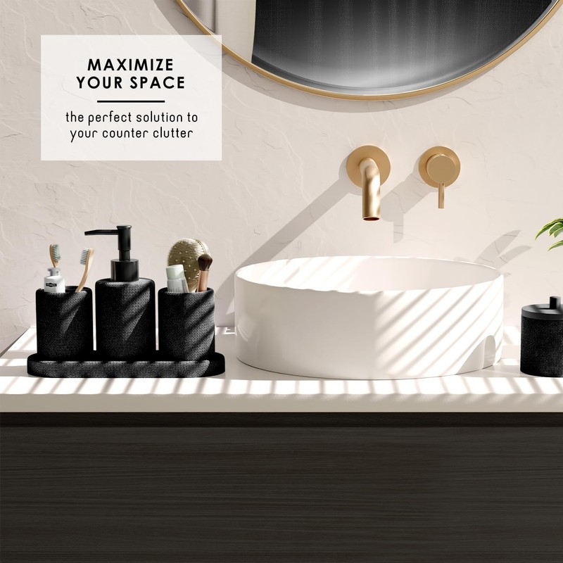 Clara Clark Bathroom Set - Black Bathroom Accessories Set, 24PC