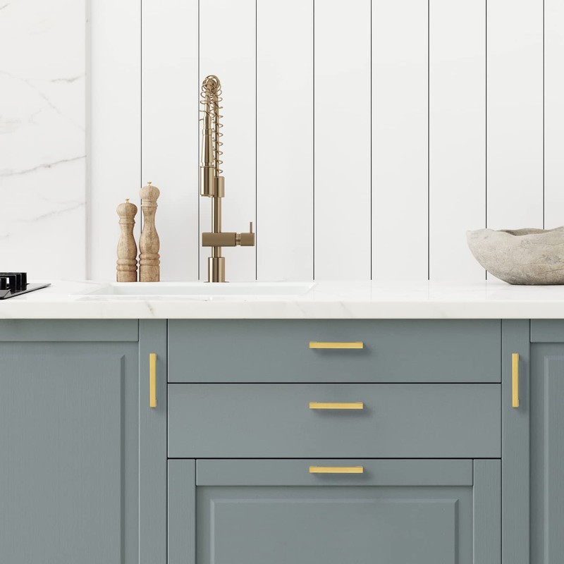 Ravinte 5 Pack Gold Cabinet Pulls 3-1/2 Inch Brushed Brass