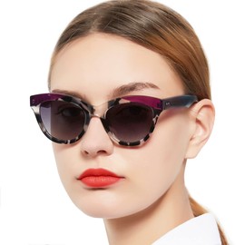 WEMOOTANTS Stylish Cat Eye Sunglasses for Women Polarized UV400 Protection Retro Butterfly Sun Glasses Square Design Shades Purple Tortoise Shell