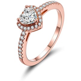 MDFUN Luxurious Rose Gold Plated Cubic Zirconia Infinity Love Solitaire Promise Eternity Ring (rose-gold-plated-brass, 10)