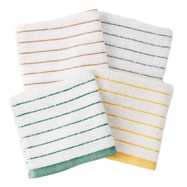 Muko Towel Pin Border Hand Towel, Slightly Thin, Made in Japan, Water Absorbent, 100% Cotton, Set of 4 Assorted