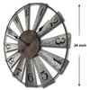 Mrocioa 24inch Windmill Distressed Metal Wall Clocks Rustic Large Decorative