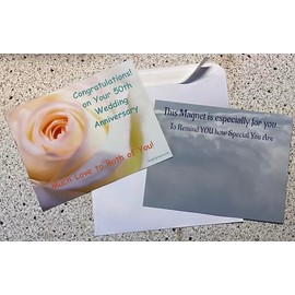SassyXpressions Congratulations on Your 50th Wedding Anniversary Magnet – Magnetic Greeting Card with Rose Design – Much Love to Both of You – 5.5 x 4.25 Inches – Includes Self-Seal Envelope