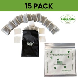 Green Piece® Pack of All Natural Baby Diaper Pail Deodorizer Activated Charcoal Air Purifier (15 Pack of Carbon Filters)