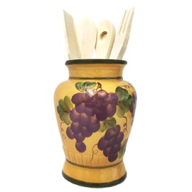 CASAVERO Kitchen Utensil Holder with Tools Grape Tuscany Decor