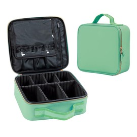 TANPADUAJI Makeup Bag Organizer Travel Case with Adjustable Dividers Light Portable Train Storage Bag for Makeup Brushes Jewelry Accessories (Green)