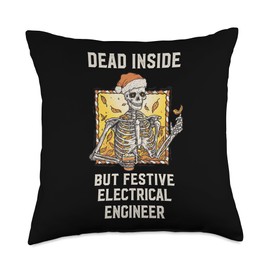 Christmas Holiday Gifts and Designs Dead Inside Festive Electrical Engineer Christmas Throw Pillow, 18x18, Multicolor