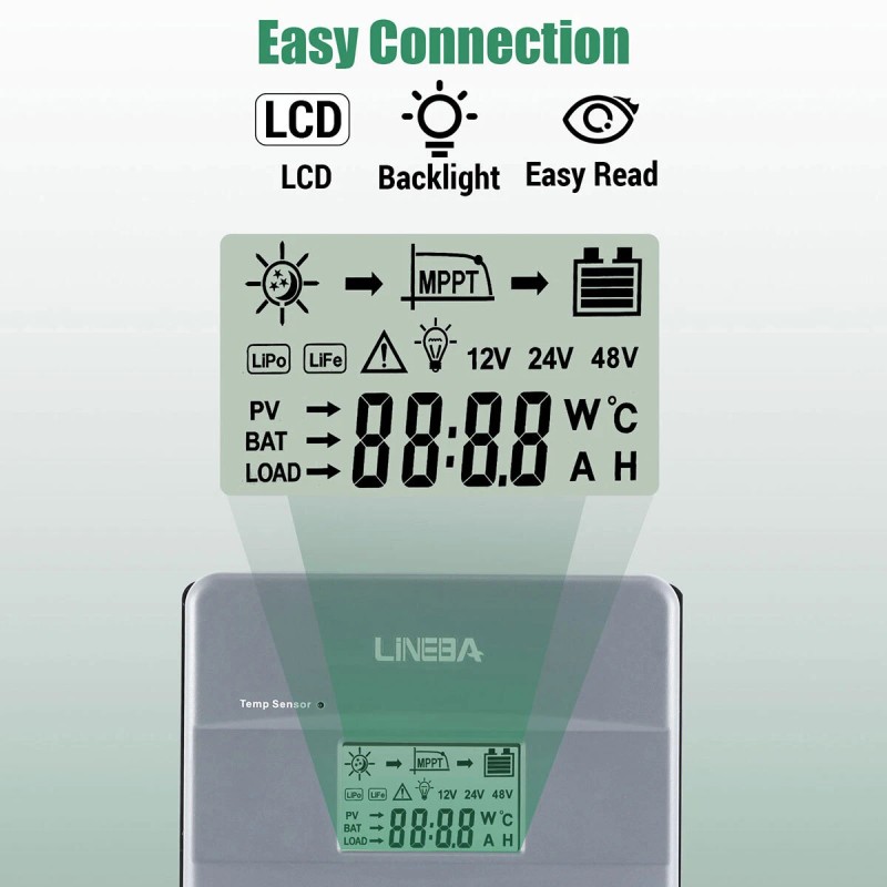 LINEBA 5200W 100A MPPT Solar Charge Controller 12V/24V/36V/48 - 100A