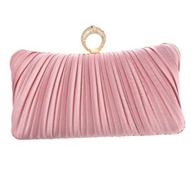 Fashion Women's Evening Bags, Pink Silk Luxury Handbags with Chain Stylish Purses for Wedding Party, Pink