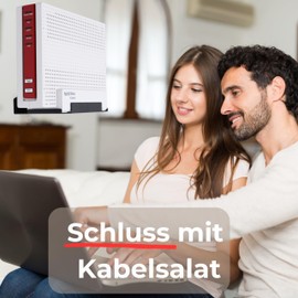 foto-kontor Wall Mount Compatible with AVM Fritz!Box 6690/6591 Modem Sturdy Metal Router Holder with Cable Management Protection Against Overheating Black