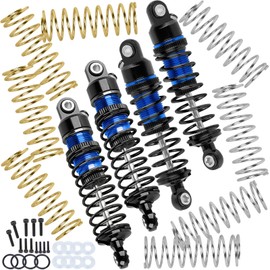 BRCatWPark Big Bore Shock Absorber & 3 Types of Hardness Springs Upgrades Part for 1/18 Granite Grom/LaTrax,1/14 Typhon Grom,1/16 Mojave Grom,RC Alloy Front Or Rear Adjustable Spring Shock,Navy Blue