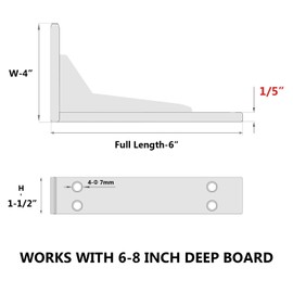 NEODROP 6-Pack 6 Inch Heavy Duty Shelf Brackets, Premium Metal Wall Bracket for Mantel, Countertop Support, Garage Storage Shelves | Floating Shelf Hardware | High Strength Corner Brace