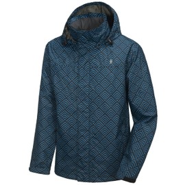 Little Donkey Andy Men's Waterproof Rain Jacket Outdoor Lightweight Rain Shell Coat for Hiking,Golf,Travel Dark Blue/Blue Size L