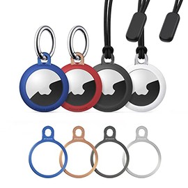 4 Packs Airtag Holder Key Ring with Soft TPU Case, Stouchi Stainless Steel Invisible Slim Keychain Compatible with Airtag 2021 Finder Items, Dog, Key, Backpacks Air Tag Accessories