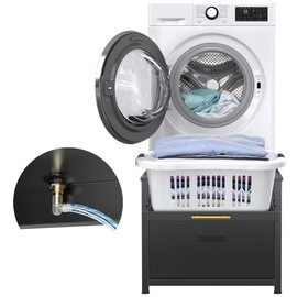 GDLF Washer Dryer Pedestal, 24.1" Laundry Pedestal for Compact Washing Machine, Washer and Dryer Stand with Shelf and Base Storage