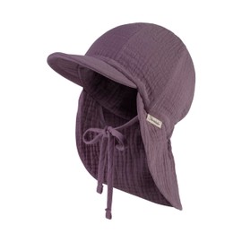 Sterntaler Schirmmütze mit Nackenschutz Musselin mit Bindeband aus Baumwolle - Schirmmütze Mädchen mit Nackenschutz schützt den Kopf vor der Sonne - Sonnenkappe Baby UV 50+ - pastellviolett, 45