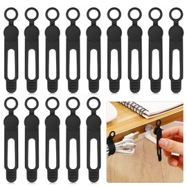 AceOrbit 20 Pack Magnetic Cable Ties with Magnets Reusable Silicone Cord Ties Multi-purpose Cord Organizer Clips for Bundling and Cable Management for Home Office Travel Kitchen(Black)