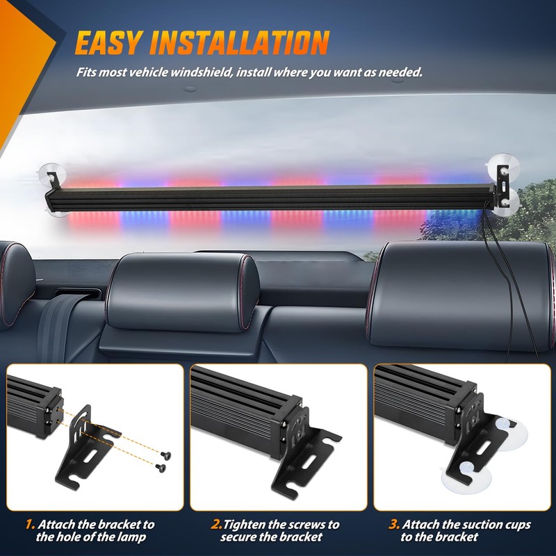 Nilight 144LED Traffic Advisor Strobe Light Bar with Controller Red