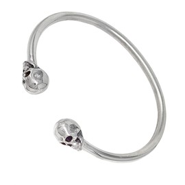 Treasure Bay Womens Girls Silver Bracelet 925 Sterling Silver Skull Open Cuff Bangle Bracelet For Women