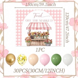 LaVenty She's Off the Market Bridal Shower Banner Decor Farmer's Market Bridal Shower Backdrop Locally Grown Party Decor for Bridal Showers Gardener Theme Farm Partys