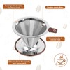 Pour Over Coffee Dripper，Reusable Stainless Steel Drip Cone Coffee Filter,