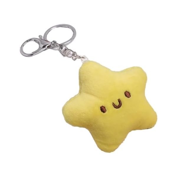 Gowxs Yellow Plush Star Keychain Backpack Accessories Doll Pendant Heart