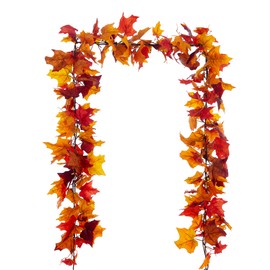 SITUMEIZI Fall Garland Maple Leaves 6.5Ft Leaf Autumn Foliage Garland for Thanksgiving Fireplace Decorations Fall Wedding Outdoor Decor 1pc